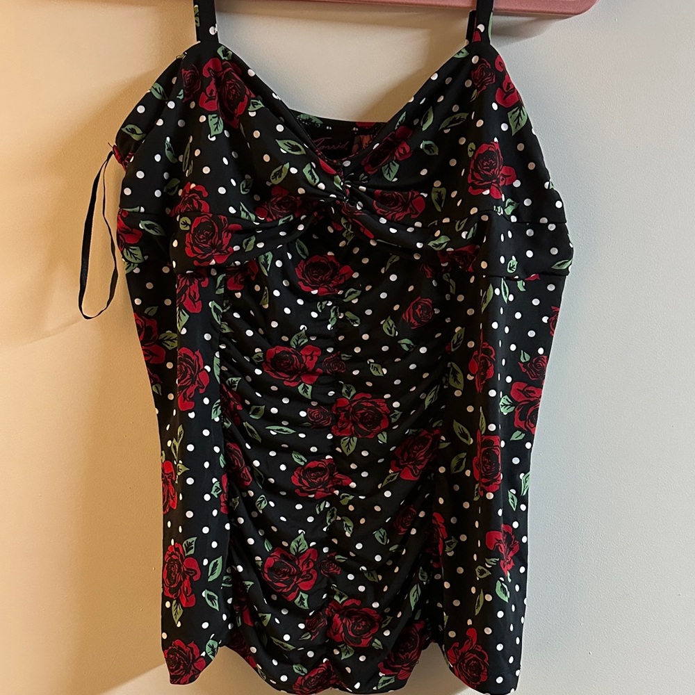 Torrid Black and Red Rose Camisole